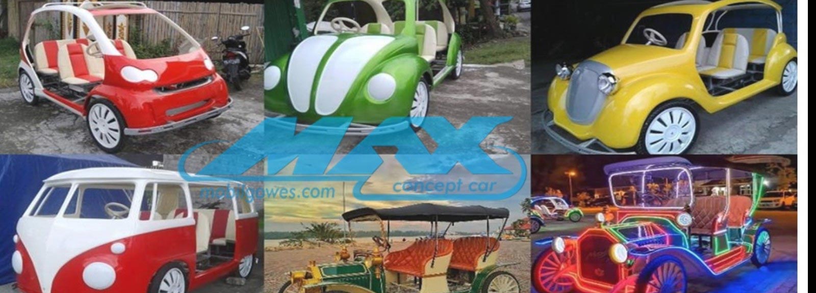 Kumpulan Desain Mobil Gowes Custom dari MAX Concept Car Jogja – Model VW, Retro, Beetle, dan Royal Series Neon Light untuk Wisata dan Hiburan Keluarga